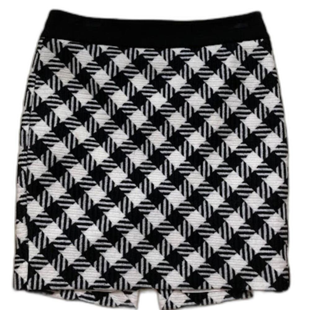 White House Black Market Mini Skirt pencil tweed look wool blend lined Size 4